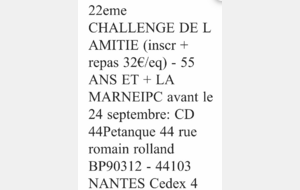 22 eme Challenge de l’Amitié de la Marne + 55 ans